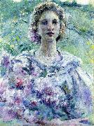 Robert Reid Girl with Flowers oil painting